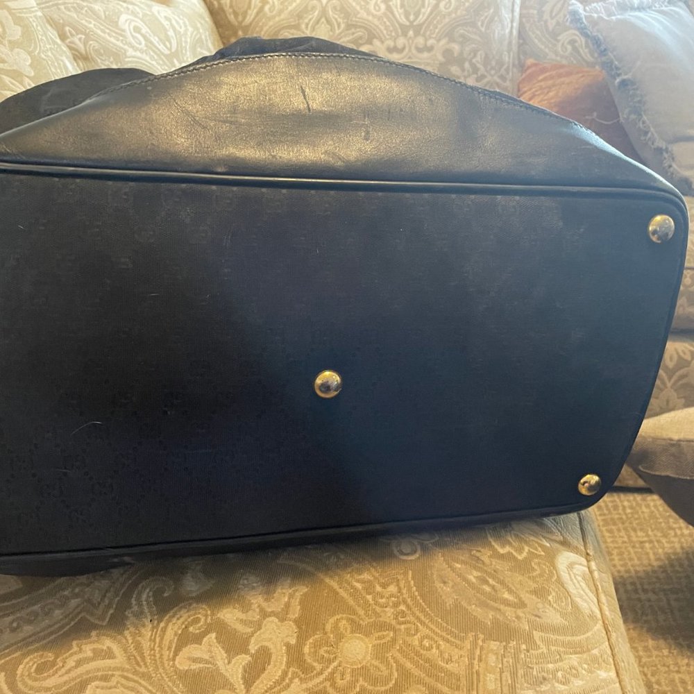 Gucci	XL Black Nylon Monogram Tote/Weekend Bag w/ Lock and Keys - Picture 6 of 6